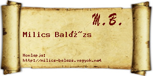 Milics Balázs névjegykártya